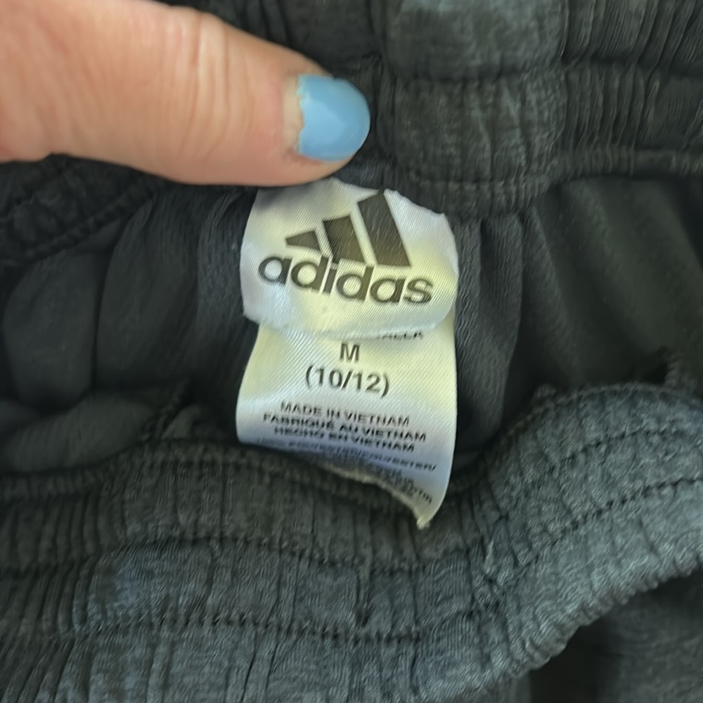 Adidas Boys Charcoal Shorts with White Accents - Picture 2 of 3